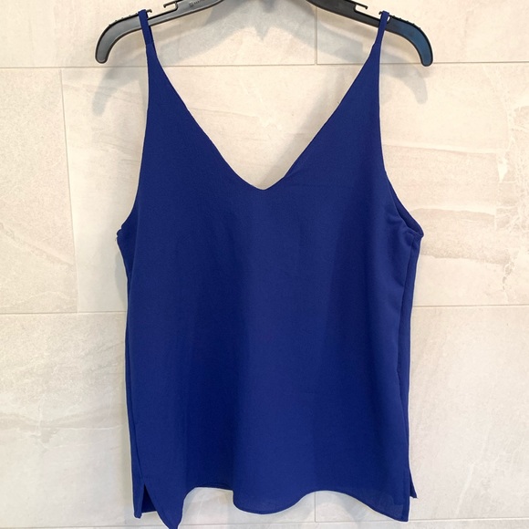 cobalt blue tank top, double v neckline, great condition, Small - Picture 2 of 3